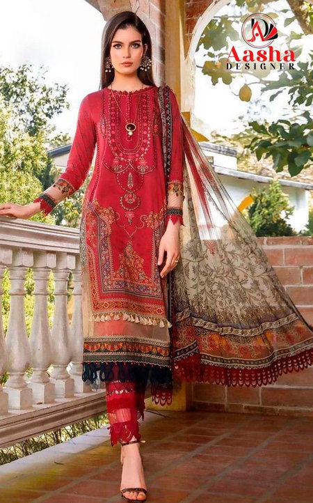 Aasha 1075 Cotton Dupatta Pakistani Salwar Suits Wholesalers In Surat

